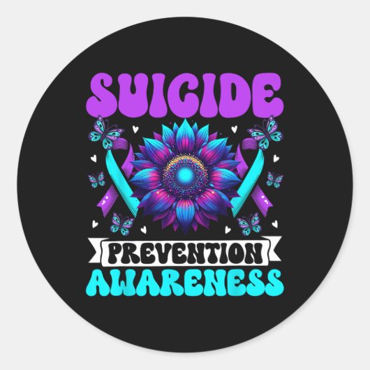 Sticker Rond Prévention du suicide Sensibilisation Ruban Santé  (Devant)