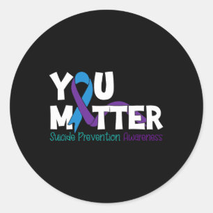 Sticker Rond Prévention du suicide Sensibilisation Turquoise Vi