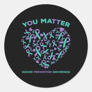 Sticker Rond Prévention du suicide Sensibilisation Turquoise Vi