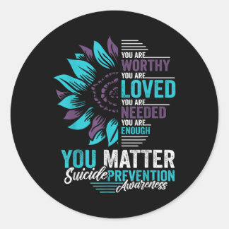 Sticker Rond Prévention du suicide Vous êtes digne d'amour