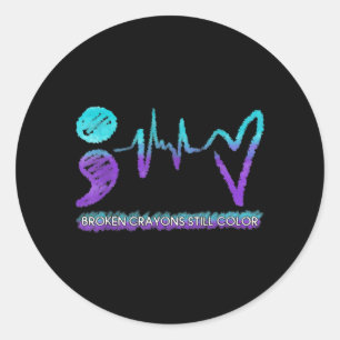 Sticker Rond Prévention Santé Mentale Brisée Mais Belle