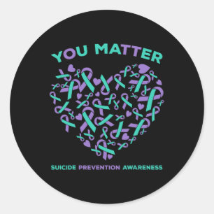 Sticker Rond Prévention Sensibilisation Turquoise Violet Ruban