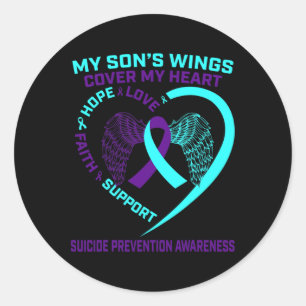 Sticker Rond Prévention turquoise Et Violente Du Suicide Fils H