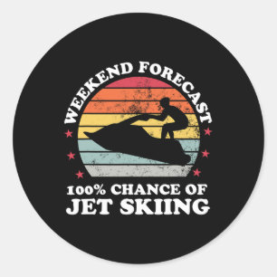 Sticker Rond Prévisions de week-end 100% de chances de jet ski