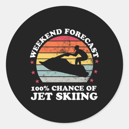 Sticker Rond Prévisions de week-end 100% de chances de jet ski (Devant)