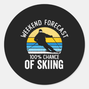 Sticker Rond Prévisions de week-end 100% de chances de ski Sole