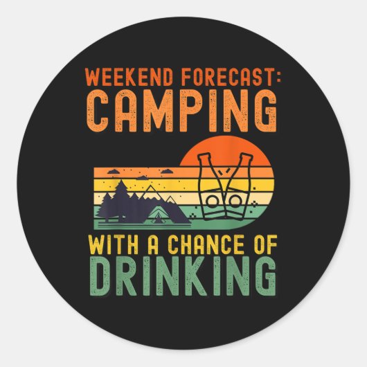 Sticker Rond Prévisions de week-end Camping avec possibilité de (Devant)