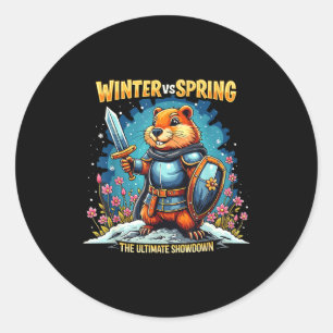 Sticker Rond Prévisions du jour de la marmotte sarcasme drôle f