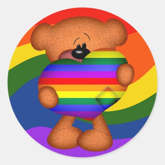 Sticker Rond Pride Coeur Teddy Ours (Devant)