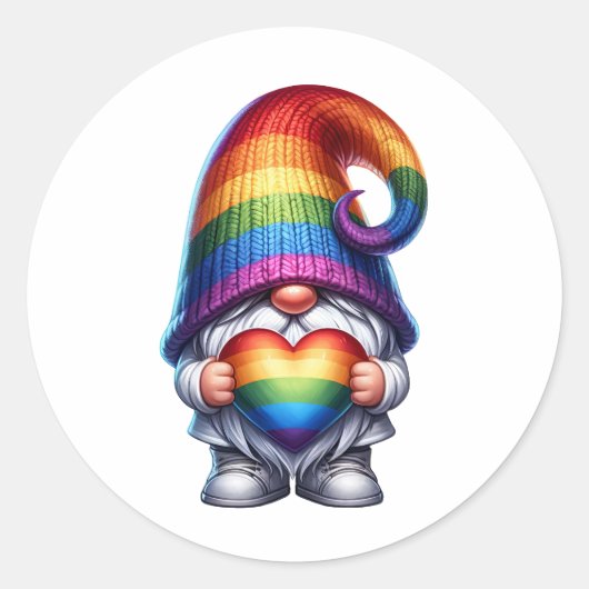 Sticker Rond Pride Heart Gnome (Devant)