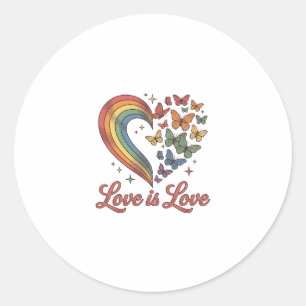 Sticker Rond Pride Papillon Cœur L'Amour Est L'Amour Conception