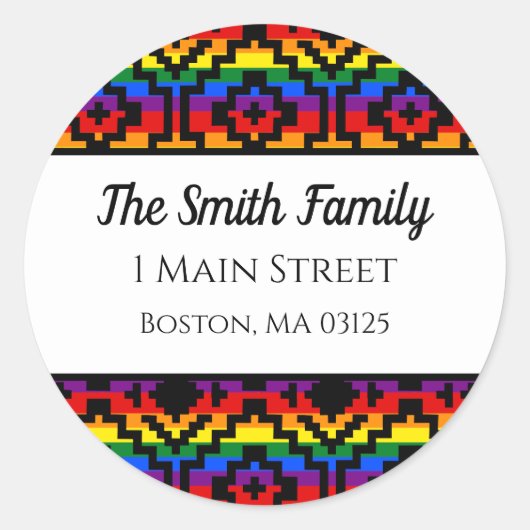 Sticker Rond Pride Rainbow LGBTQ Adresse de retour géométrique (Devant)