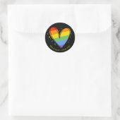 Sticker Rond Pride Rainbow LGBTQ Mariage cardiaque (Sac)
