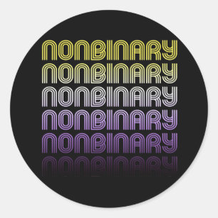 Sticker Rond Pride rétro non binaire