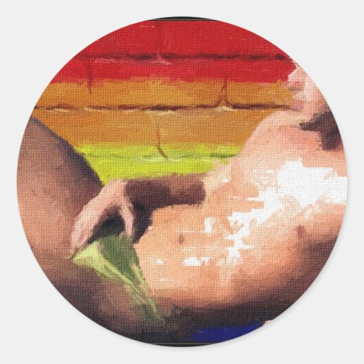 Sticker Rond PRIDE Rooftop Hunk - peinture originale (Devant)