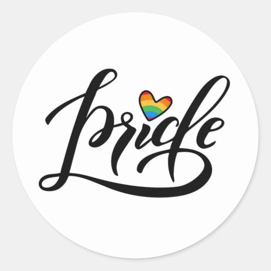 Sticker Rond Pride Script Heart (Devant)