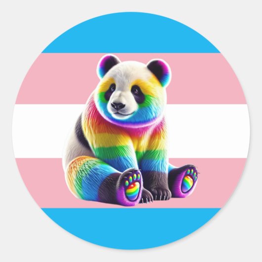 Sticker Rond Pride transgenre Flag with Rainbow Panda (Devant)