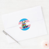 Sticker Rond Pride transgenre Flag with Rainbow Panda (Enveloppe)