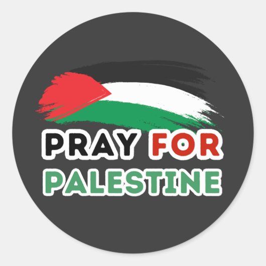 Sticker Rond PRIER POUR L'autocollant PALESTINE (Devant)