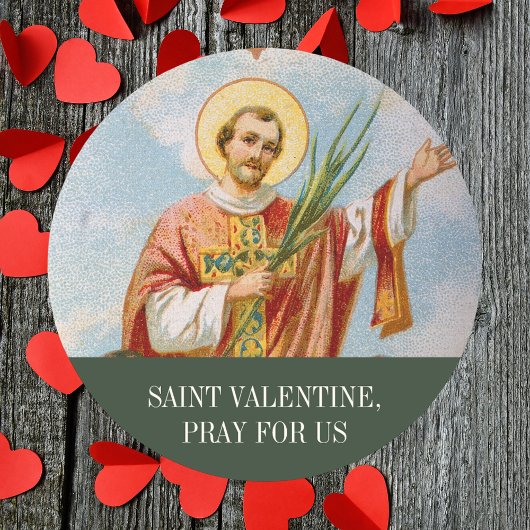 Sticker Rond Prière catholique Saint-Valentin