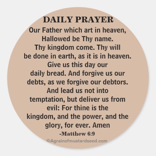Sticker Rond Prière quotidienne Notre Père KJV (Devant)