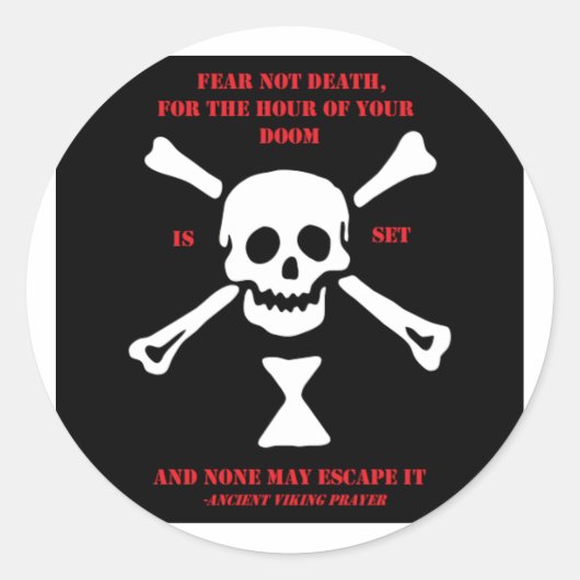 Sticker Rond Prière Viking Ancienne...Peur Pas La Mort (Devant)