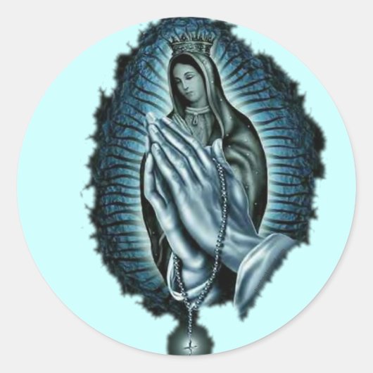 Sticker Rond Prière violette Vierge Marie (Devant)