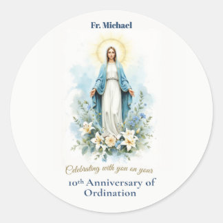 Sticker Rond Priest 10th Ordination Anniversary Marian Blessing