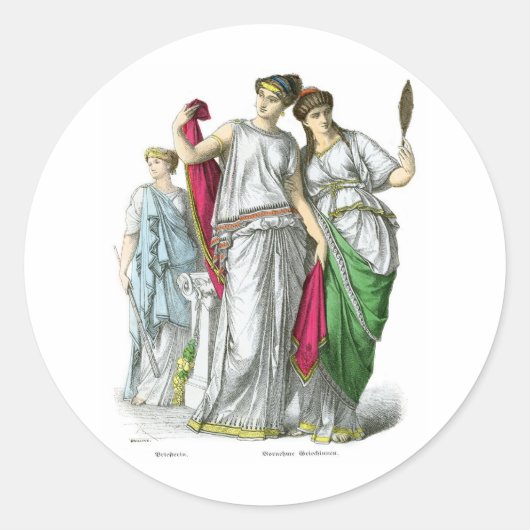 Sticker Rond Priestesse grecque antique et Noble femme (Devant)