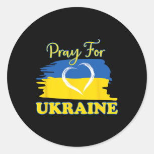 Sticker Rond Priez pour le drapeau ukrainien d'Ukraine Cœur