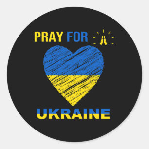 Sticker Rond Priez pour le drapeau ukrainien ukrainien Cœur chr
