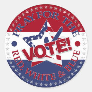 Sticker Rond Priez pour le vote rouge, blanc et bleu ! Vérifica