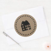 Sticker Rond Prim House and Hearts Style papier artisanal Brown (Enveloppe)