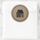Sticker Rond Prim House and Hearts Style papier artisanal Brown (Sac)