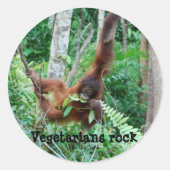 Sticker Rond Primate Vegetariens Rock! (Devant)