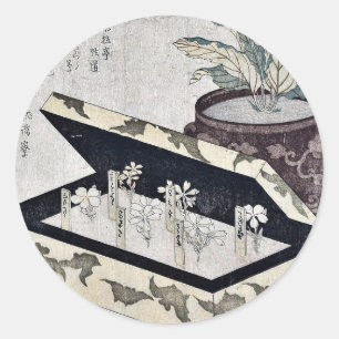 Sticker Rond Primevère par Kubo, Shunman Ukiyoe
