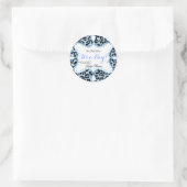 Sticker Rond Prince Bébé Shower Garçon Bleu Léopard (Sac)