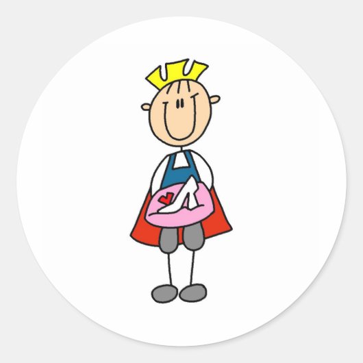 Sticker Rond Prince Charme Avec Chaussure En Verre (Devant)
