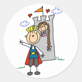Sticker Rond Prince et Fille en Tshirts et cadeaux tour
