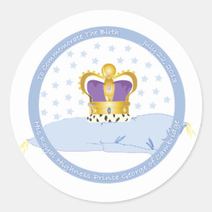 Sticker Rond Prince George de Cambridge Coussin et Couronne