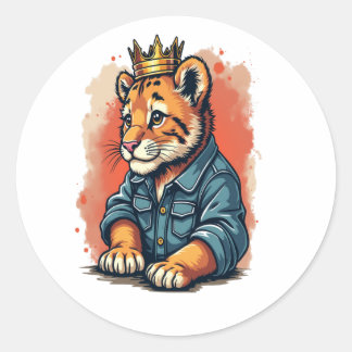 Sticker Rond Prince héritier de Tiger King