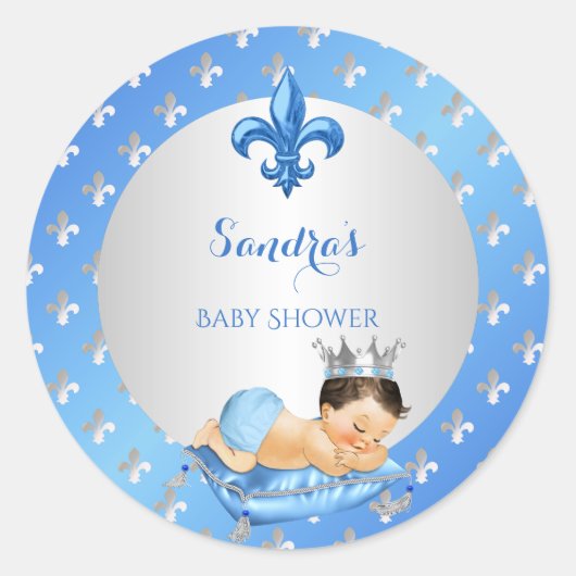Sticker Rond Prince Royal Baby Blue & Silver Coussin (Devant)