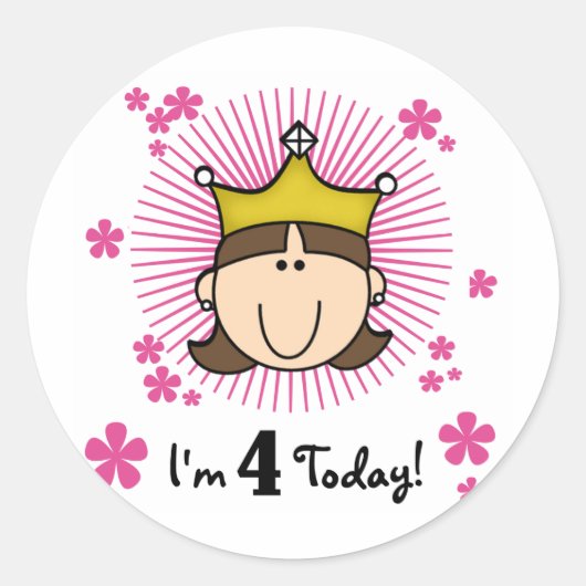 Sticker Rond Princess 4th Birthday Tshirts et cadeaux (Devant)