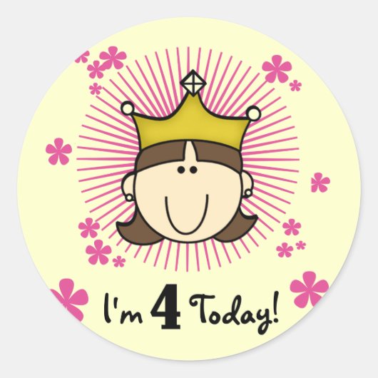 Sticker Rond Princess 4th Birthday Tshirts et cadeaux (Devant)