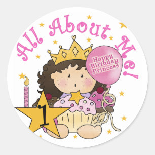 Sticker Rond Princess All About Me 1st Birthday Tshirts