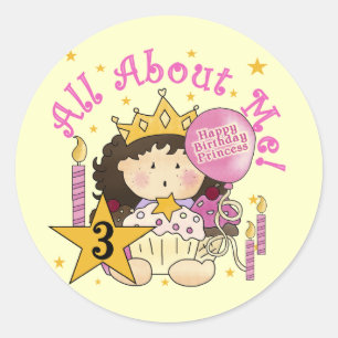 Sticker Rond Princess All About Me 3e Anniversaire Tshirts