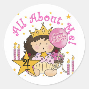 Sticker Rond Princess All About Me 4th Birthday Tshirts