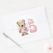 Sticker Rond Princess Bear 5e anniversaire (Enveloppe)