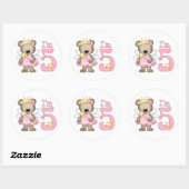 Sticker Rond Princess Bear 5e anniversaire (Feuille)