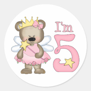 Sticker Rond Princess Bear 5e anniversaire